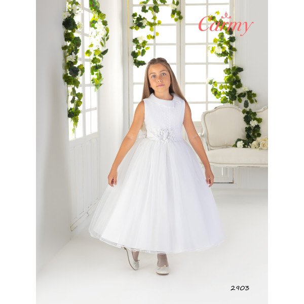 SPANISH HANDMADE WHITE BALLERINA LENGTH FIRST HOLY COMMUNION DRESS STYLE 2903 SPANISH HANDMADE WHITE BALLERINA LENGTH FIRST HOLY COMMUNION DRESS STYLE 2903
