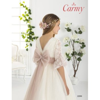 CARMY HANDMADE IVORY/PINK FIRST HOLY COMMUNION DRESS STYLE 2206