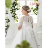 CARMY HANDMADE IVORY/PINK UNIQUE FIRST HOLY COMMUNION DRESS STYLE 2200