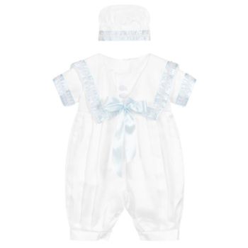 Sky Blue Baby Boy Christening Romper style CHR502