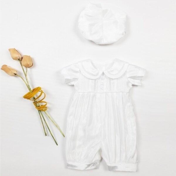 Beau Kid Baby Boys White Christening Romper Style Romper-1