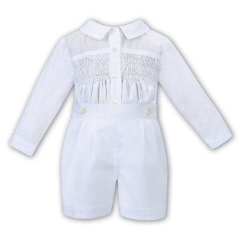 Sarah Louise White Baby Boy Christening Romper Style C4000