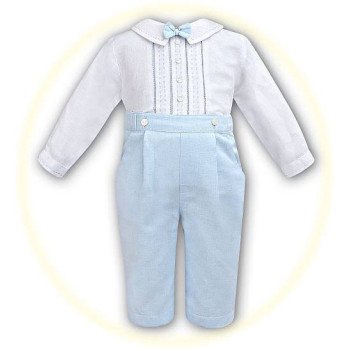 Sarah Louise White/Blue Baby Boy Christening Romper Style 002218