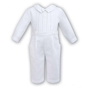 Sarah Louise White Baby Boy Christening Romper Style 002218
