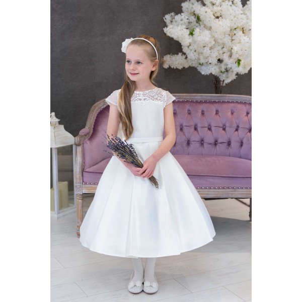 Handmade Ivory Ballerina Length First Holy Communion Dress Style NINETTE SHORT Handmade Ivory Ballerina Length First Holy Communion Dress Style NINETTE SHORT
