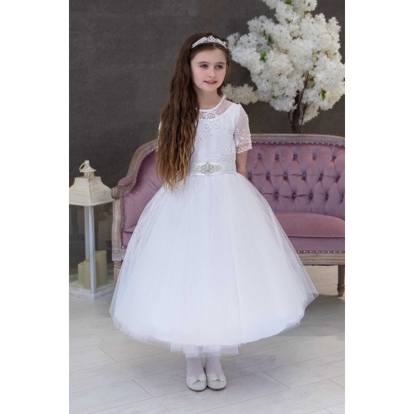 Handmade Ballerina Length First Holy Communion Dress Style ARLETTA SHORT
