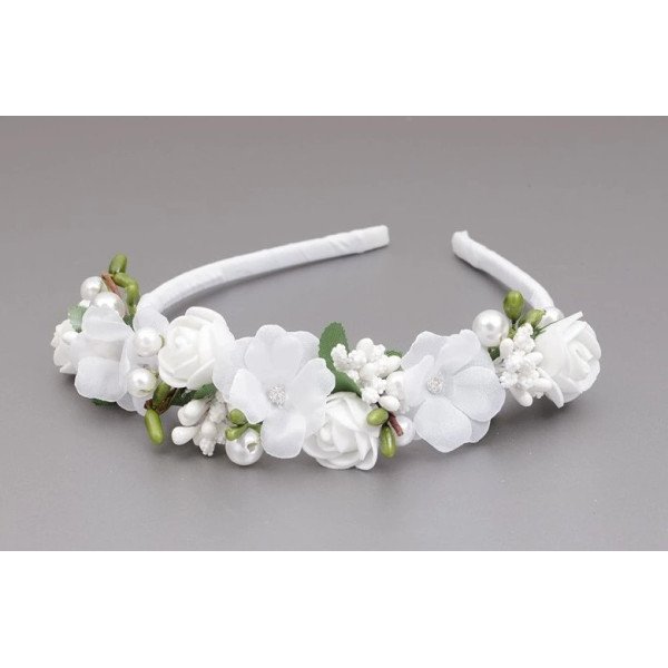 WHITE/GREEN FIRST HOLY COMMUNION HEADBAND STYLE OW-048 WHITE/GREEN FIRST HOLY COMMUNION HEADBAND STYLE OW-048