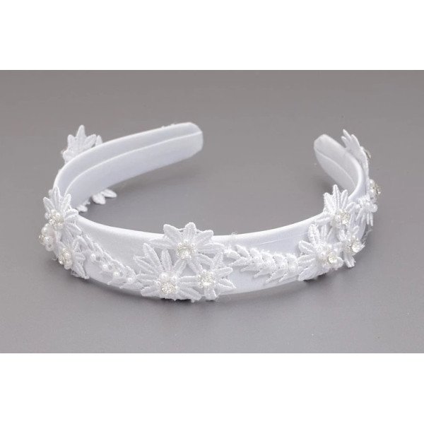 WHITE FIRST HOLY COMMUNION HEADBAND STYLE OW-067 WHITE FIRST HOLY COMMUNION HEADBAND STYLE OW-067