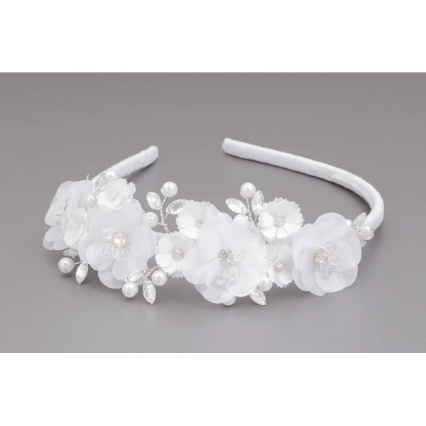 WHITE FIRST HOLY COMMUNION HEADBAND STYLE OW-036