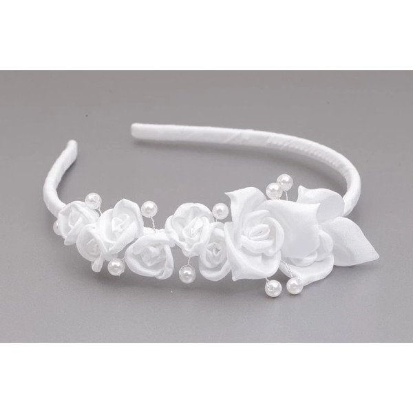 WHITE FIRST HOLY COMMUNION HEADBAND STYLE OW-012 WHITE FIRST HOLY COMMUNION HEADBAND STYLE OW-012