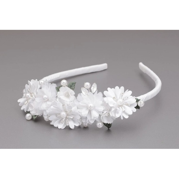 WHITE/GREEN FIRST HOLY COMMUNION HEADBAND STYLE OW-035