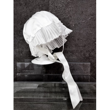 WHITE CHRISTENING BABY GIRL BONNET STYLE HAT 009