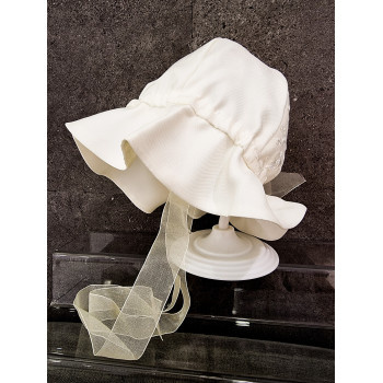 IVORY BABY GIRLS CHRISTENING HANDMADE BONNET STYLE HG03