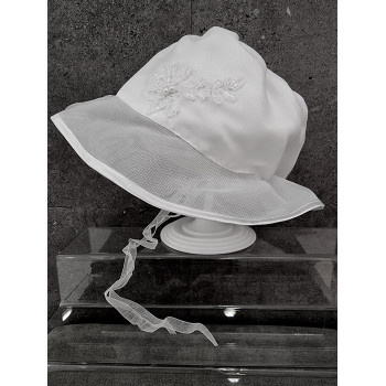 WHITE CHRISTENING BABY GIRL BONNET STYLE HAT 011