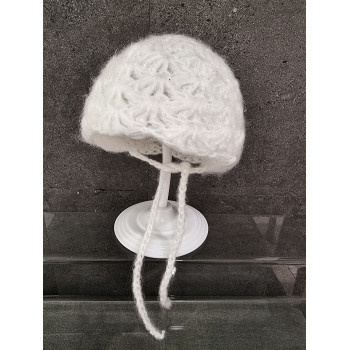 White Crochet Handmade Christening Baby Girl Bonnet Style HAT 030