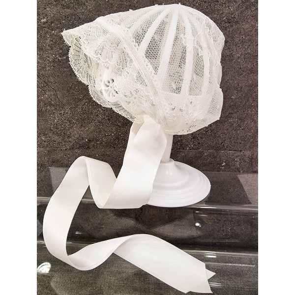 TETER WARM HANDMADE BABY GIRL IVORY CHRISTENING BONNET STYLE TM03