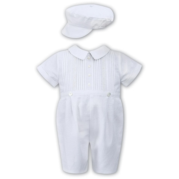 SARAH LOUISE WHITE BOYS CHRISTENING ROMPER STYLE C3003N