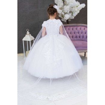 HANDMADE WHITE FIRST HOLY COMMUNION DRESS STYLE T-954