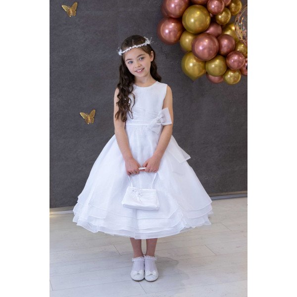 JOAN CALABRESE WHITE TEA-LENGTH FIRST HOLY COMMUNION DRESS STYLE 121306