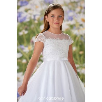 JOAN CALABRESE WHITE TEA-LENGTH FIRST HOLY COMMUNION DRESS STYLE 120335