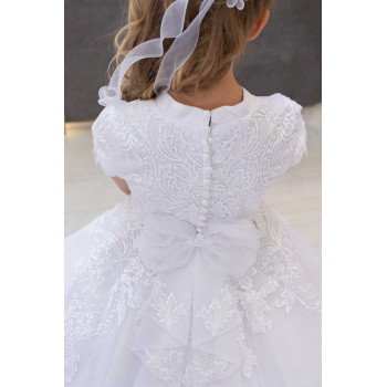 JOAN CALABRESE WHITE TEA-LENGTH FIRST HOLY COMMUNION DRESS STYLE PJ-02