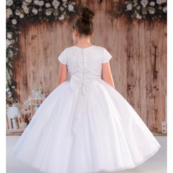 JOAN CALABRESE WHITE TEA-LENGTH FIRST HOLY COMMUNION DRESS STYLE PJ-06