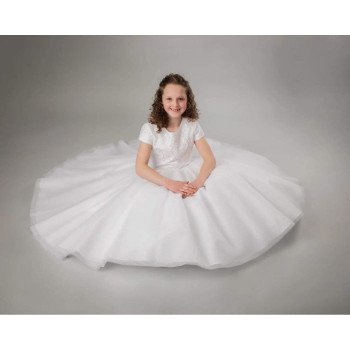 JOAN CALABRESE WHITE TEA-LENGTH FIRST HOLY COMMUNION DRESS STYLE PJ-06