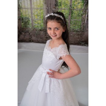 SWEETIE PIE WHITE FIRST HOLY COMMUNION DRESS STYLE 4073