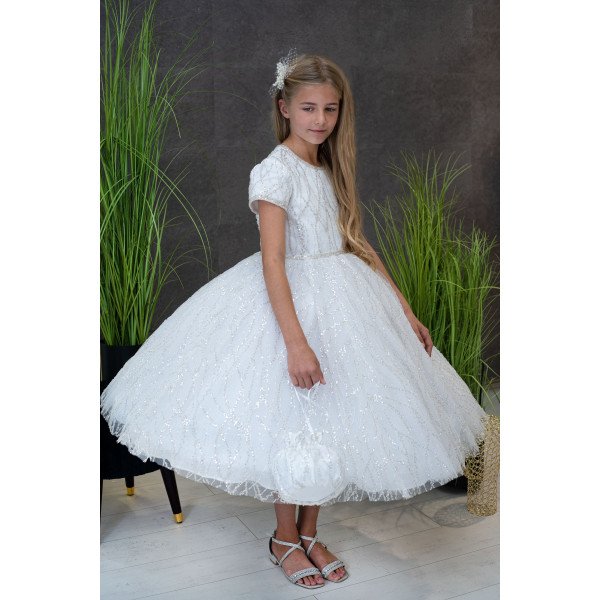 HANDMADE WHITE FIRST HOLY COMMUNION DRESS T-983 HANDMADE WHITE FIRST HOLY COMMUNION DRESS T-983