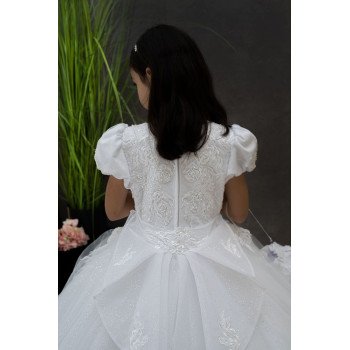 HANDMADE WHITE FIRST HOLY COMMUNION DRESS T-117