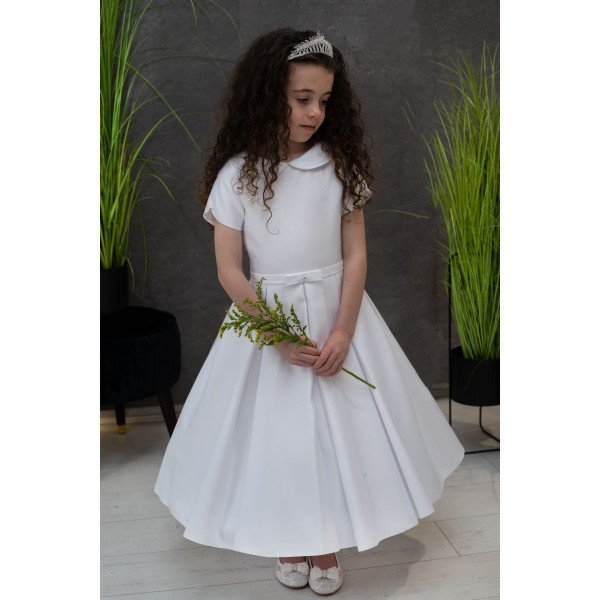 White Handmade Ballerina Length First Holy Communion Dress Style MORENA SHORT White Handmade Ballerina Length First Holy Communion Dress Style MORENA SHORT
