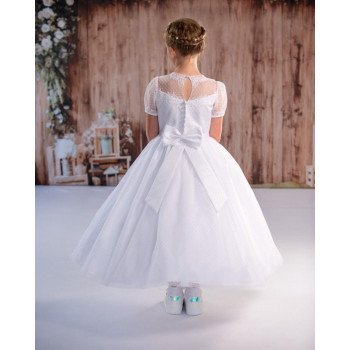 JOAN CALABRESE WHITE TEA-LENGTH FIRST HOLY COMMUNION DRESS STYLE PJ-25