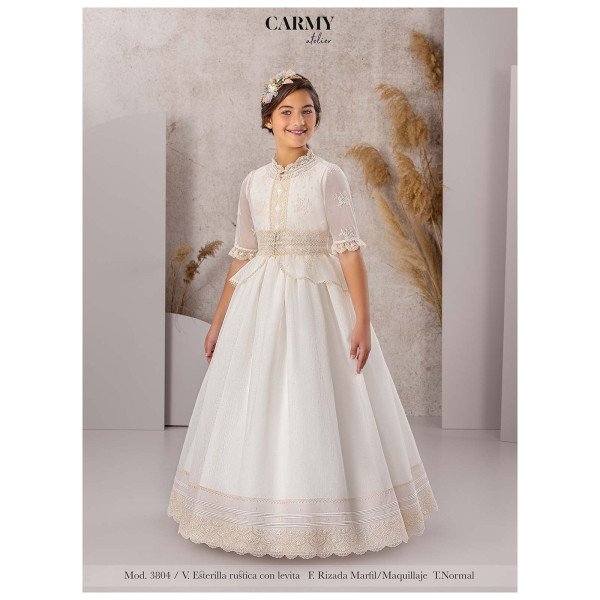 Ivory/Pink Handmade Carmy First Holy Communion Dress Style 3804 Ivory/Pink Handmade Carmy First Holy Communion Dress Style 3804