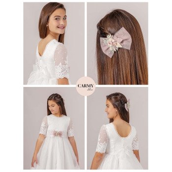CARMY IVORY/PINK HANDMADE FIRST HOLY COMMUNION DRESS STYLE 3112