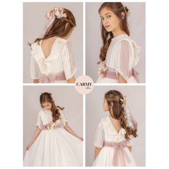 Carmy Handmade Ivory/Pink First Holy Communion Dress Style 3602