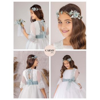 IVORY/MINT HANDMADE FIRST HOLY COMMUNION DRESS STYLE 3210
