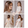 CARMY IVORY/PINK HANDMADE FIRST HOLY COMMUNION HEADBAND STYLE CD 3300