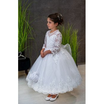 HANDMADE WHITE FIRST HOLY COMMUNION DRESS T-103