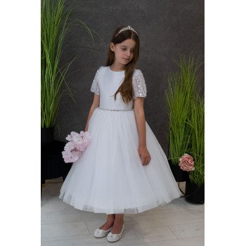 Handmade Ballerina Length First Holy Communion Dress Style NELIA SHORT