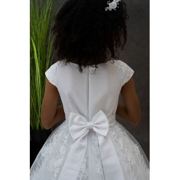 White Handmade Ballerina Length First Holy Communion Dress Style ANDREA SHORT