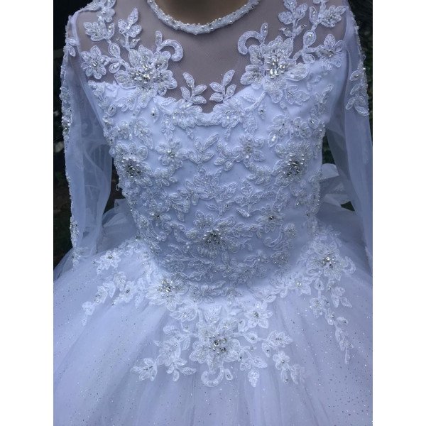 HANDMADE WHITE FIRST HOLY COMMUNION DRESS STYLE T-964 HANDMADE WHITE FIRST HOLY COMMUNION DRESS STYLE T-964
