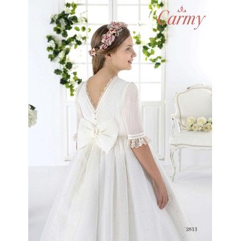 CARMY HANDMADE IVORY/PINK UNIQUE FIRST HOLY COMMUNION DRESS STYLE 2813