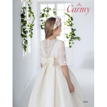 CARMY HANDMADE IVORY/PINK UNIQUE FIRST HOLY COMMUNION DRESS STYLE 2303 EP