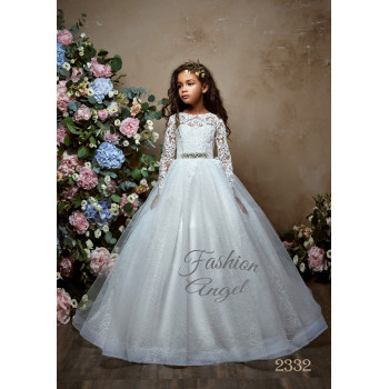 White First Holy Communion Dress with Long Sleeves Style 2332