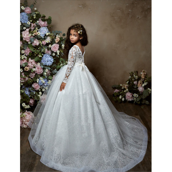 White First Holy Communion Dress with Long Sleeves Style 2332 White First Holy Communion Dress with Long Sleeves Style 2332