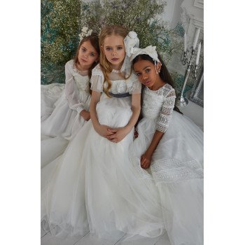 VINTAGE IVORY/PINK FIRST HOLY COMMUNION DRESS STYLE 3308