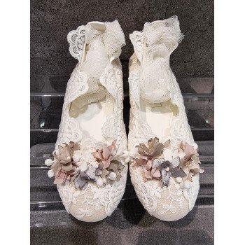 HANDMADE IVORY FIRST HOLY COMMUNION SPANISH SHOES STYLE 600815