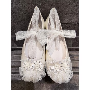 HANDMADE SPANISH IVORY FIRST HOLY COMMUNION SHOES BY TINNY SHOES STYLE 17212