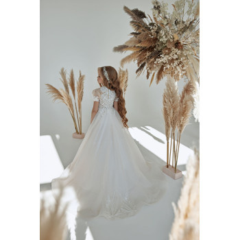 White First Holy Communion Dress Style FM063