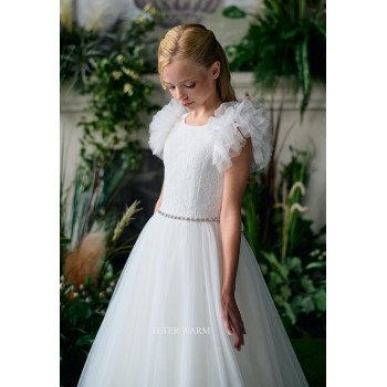 TETER WARM IVORY HANDMADE FIRST HOLY COMMUNION DRESS STYLE ES03